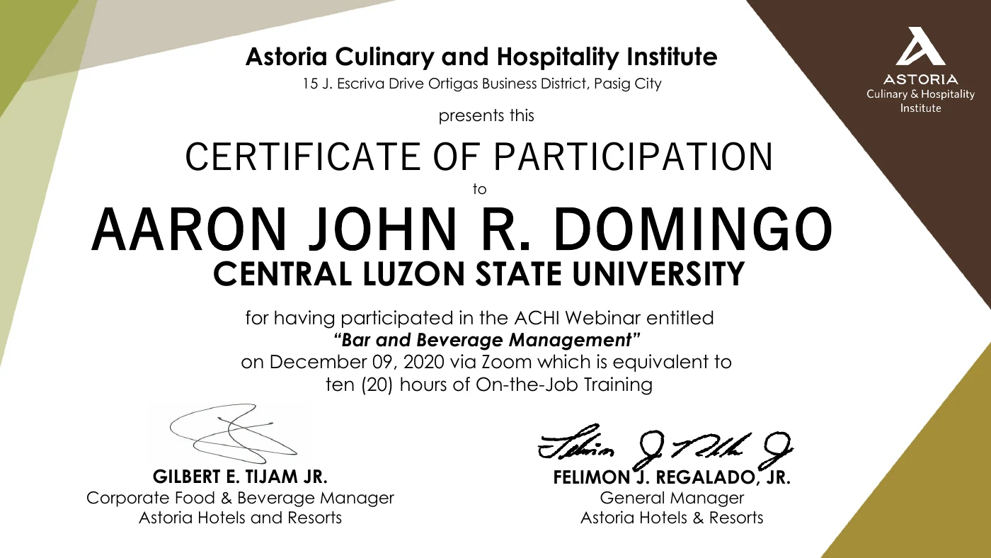 Approved preview of Bar and Beverage Management